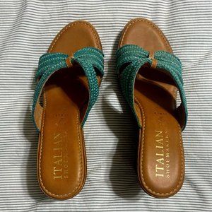 Italian Leather Teal Clogs 8.5 GUC